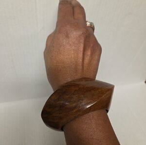 Vintage Pure Hands "Tropicalia" Handmade Natural Sisso Wood Bangle Bracelet
